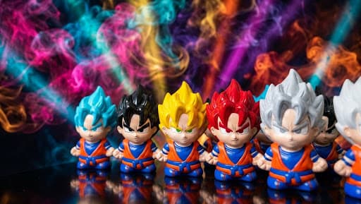 Set de figuras miniatura chibi de Goku con transformaciones